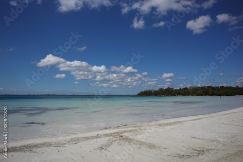 White sand beach by the Caribbean sea. Cuba.