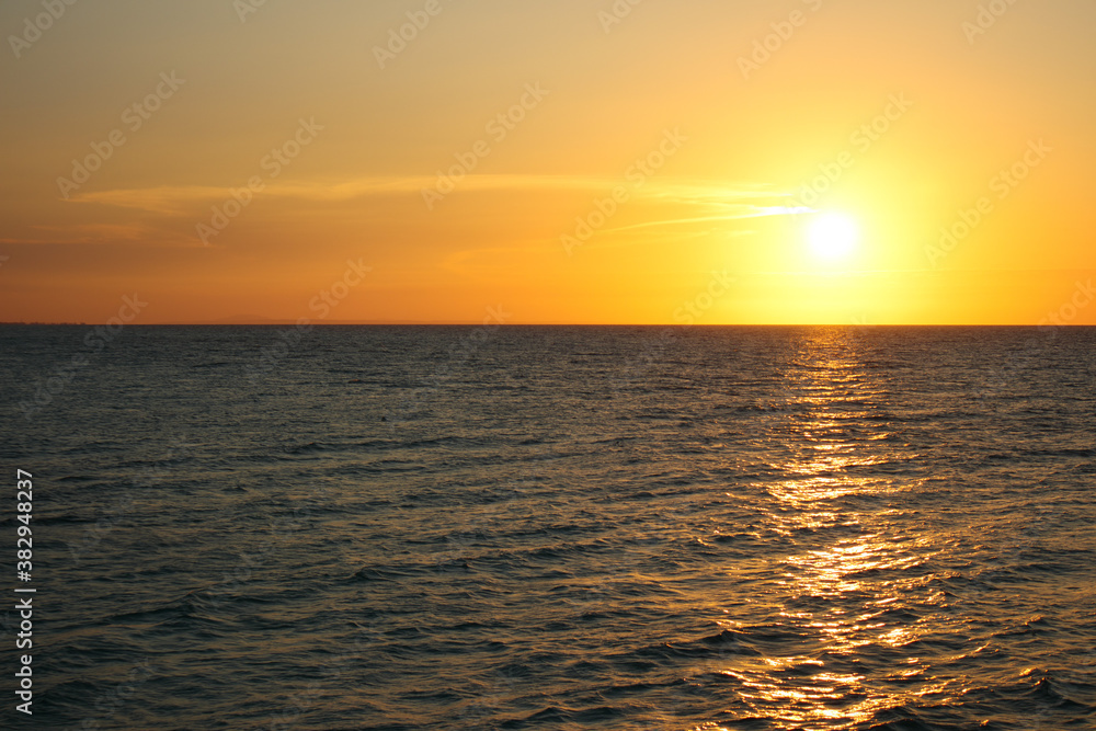 Sunset over the Atlantic ocean. Varadero. Cuba.