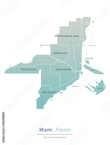 Miami Map. vector map of major city in the Florida.
