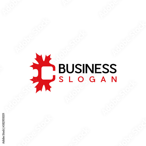 Canadian Red Maple Logo on Letter C Vector Symbol. Maple Leaf Concept For Canadian Company Identity, 
