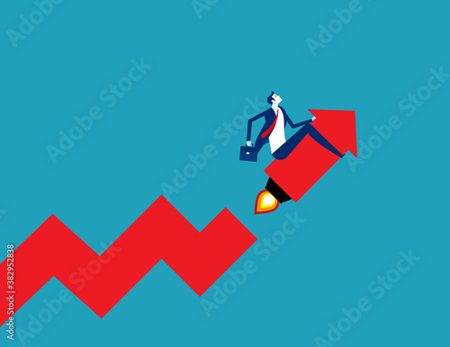 Businessman startup and growing graph. Start Up