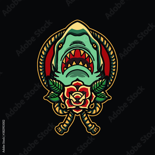 shark tattoo illustration vector design