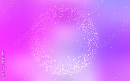 Light Purple, Pink vector layout with cosmic stars. Shining illustration with sky stars on abstract template. Best design for your ad, poster, banner.