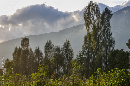 landscape with clouds in Sindoro mount central java  indonesia in the morning