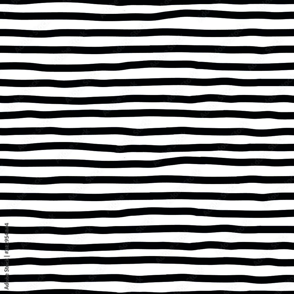 Fototapeta premium Hand drawn black art brush striped seamless pattern