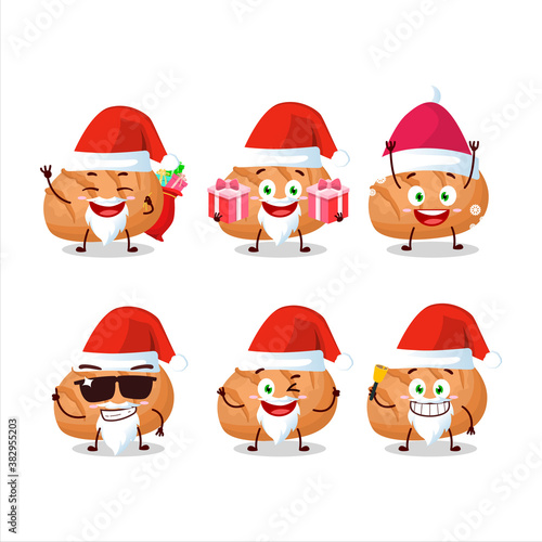 Santa Claus emoticons with bun bread cartoon character © kongvector