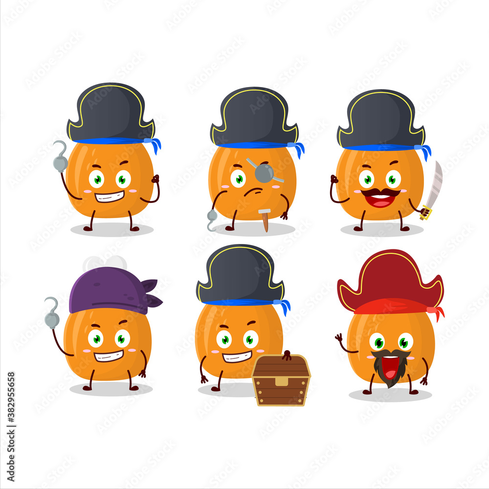 Cartoon character of chicken thighs with various pirates emoticons Cartoon character of chicken thighs with various pirates emoticons