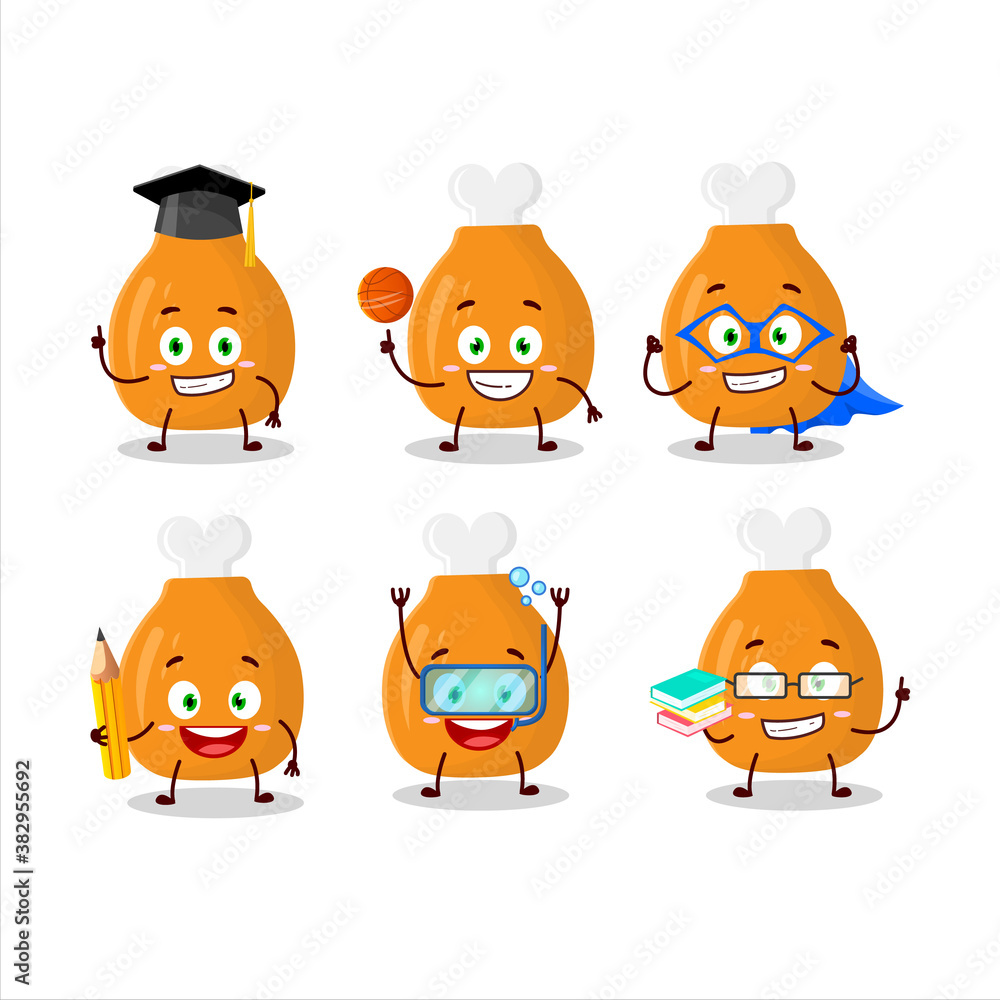 School student of chicken thighs cartoon character with various expressions School student of chicken thighs cartoon character with various expressions