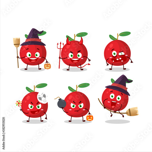 Halloween expression emoticons with cartoon character of cranberry