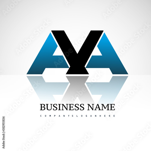 AA company linked letter logo icon blue and black