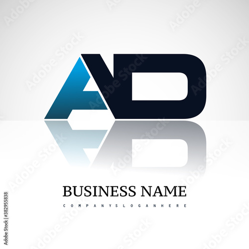 AD company linked letter logo icon blue and black
