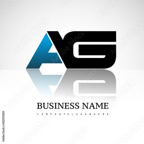 AG company linked letter logo icon blue and black