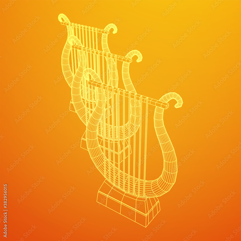 Naklejka premium Ancient lyre or harp musical instrument
