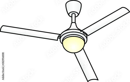 A domestic ceiling fan with an integrated lamp.
