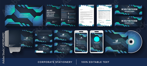 Modern business branding identity colorful stationery set