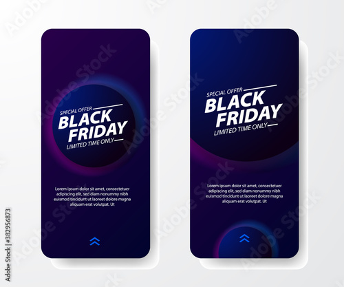 circle black friday neon color social media stories sale offer banner template