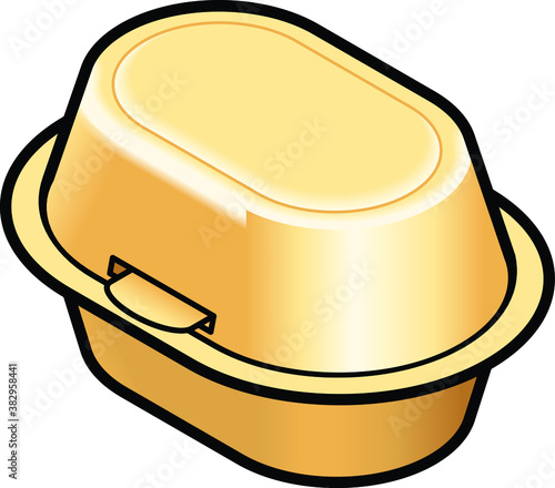 Oval styrofoam takeaway container.
