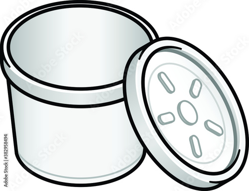 White styrofoam takeaway container with the lid off.