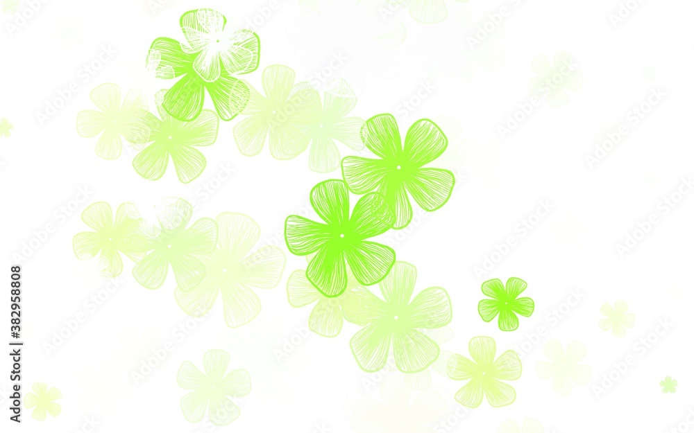 Light Green vector doodle pattern with flowers. Light Green vector doodle pattern with flowers.