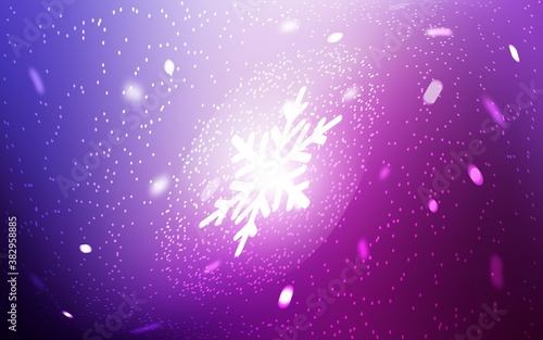 Light Purple, Pink vector background with xmas snowflakes. Blurred decorative design in xmas style with snow. The pattern can be used for new year leaflets.