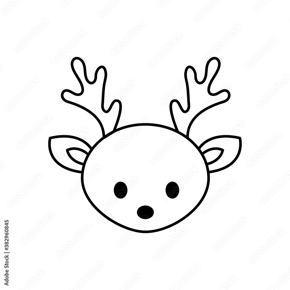 Cartoon cute deer. Doodle icon. Vector illustration. Design element for coloring book. Cartoon cute deer. Doodle icon. Vector illustration. Design element for coloring book.