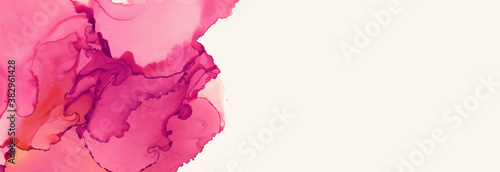 Alcohol ink vector texture banner. Fluid ink abstract background.