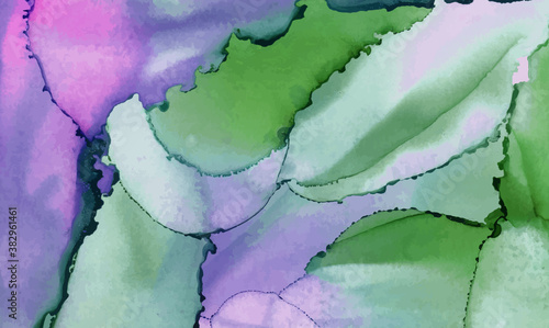 Alcohol ink vector texture banner. Fluid ink abstract background.