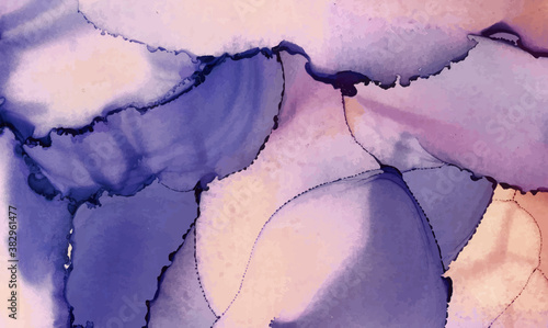 Alcohol ink vector texture banner. Fluid ink abstract background.