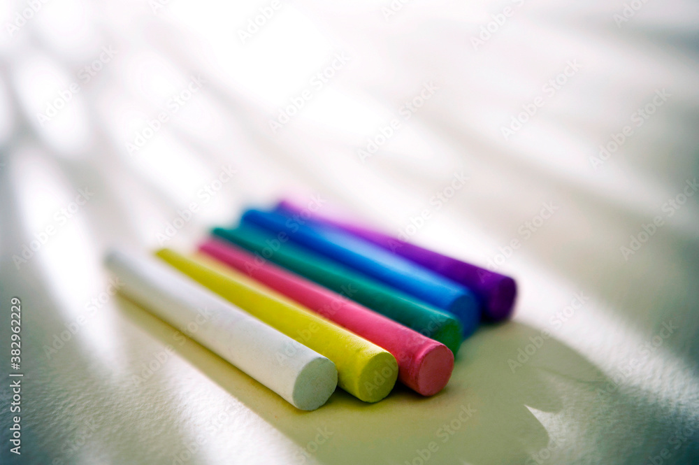 close up of colorful chalks