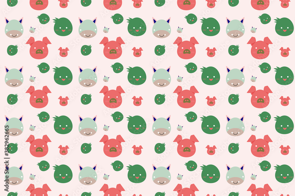 seamless pattern with pig, cow and parrot vector design illustration seamless pattern with pig, cow and parrot vector design illustration