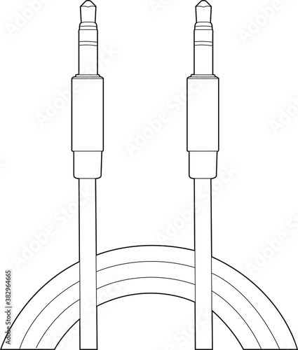 Professional AUX Cable Vector / Line Drawing. Icon, Logo, Design, Element