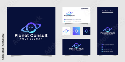 Planet Consult logo designs vector, Consulting Place logo template, Planet logo and business card Template