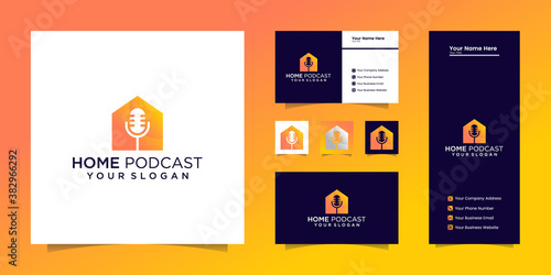Podcast Home colorful modern Icon Logo Design Element and business card
