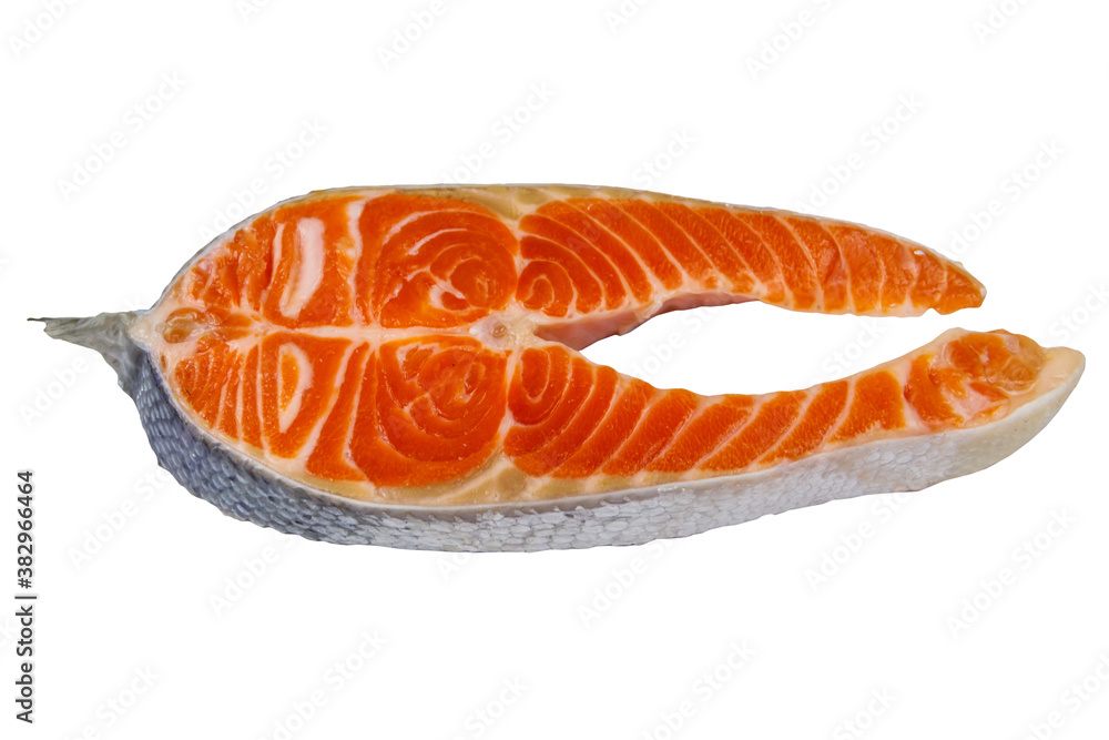 Raw salmon steak isolated on white background Raw salmon steak isolated on white background