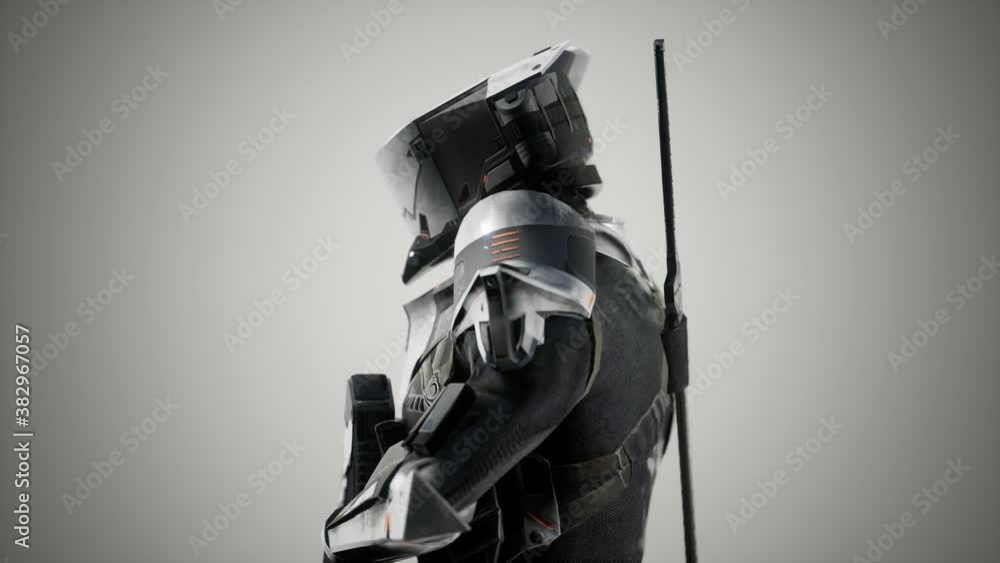 Futuristic soldier in steel armor with the cyber punk gun Futuristic soldier in steel armor with the cyber punk gun