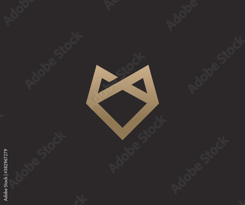 Abstract luxury wolf head logo design template