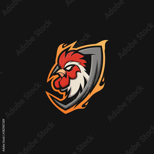 Chicken Head Illustration Mascot Logo Design Vector Template