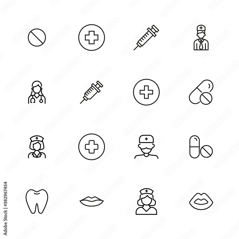 Modern thin line icons set of dentistry. - obrazy, fototapety, plakaty 