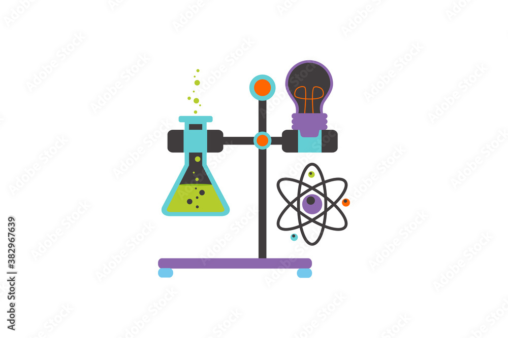 chemistry lab conical flask with chemical equipment vector design illustration chemistry lab conical flask with chemical equipment vector design illustration