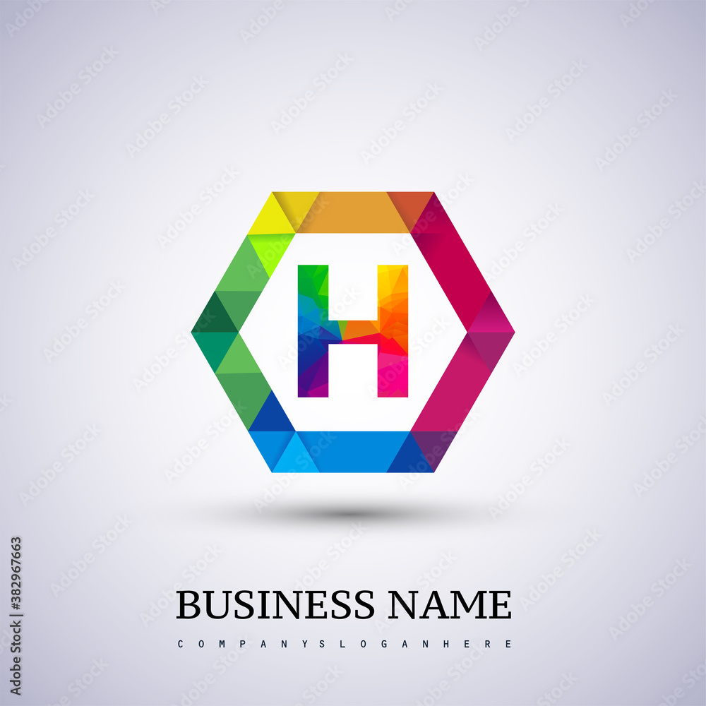 Obraz premium H letter colorful logo in the hexagonal. Vector design template elements for your application or company identity.entity.