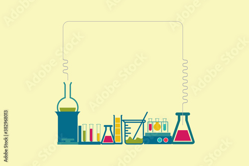 chemical lab  conical flask, beaker, test tubes vector design illustration