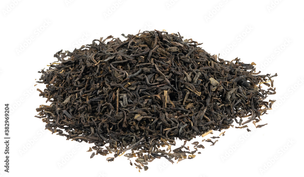 Dried tea leaves isolated on white background texture Dried tea leaves isolated on white background texture