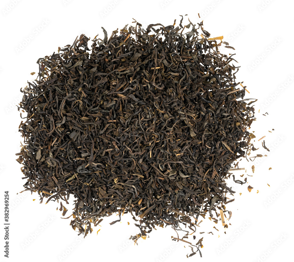 Dried tea leaves isolated on white background texture Dried tea leaves isolated on white background texture