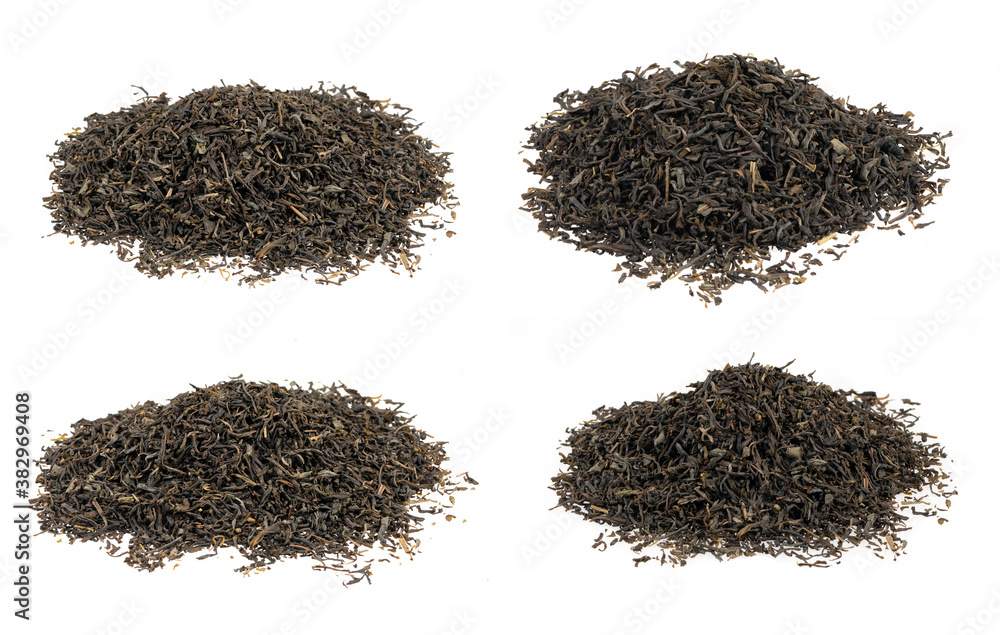 Dried tea leaves isolated on white background texture Dried tea leaves isolated on white background texture