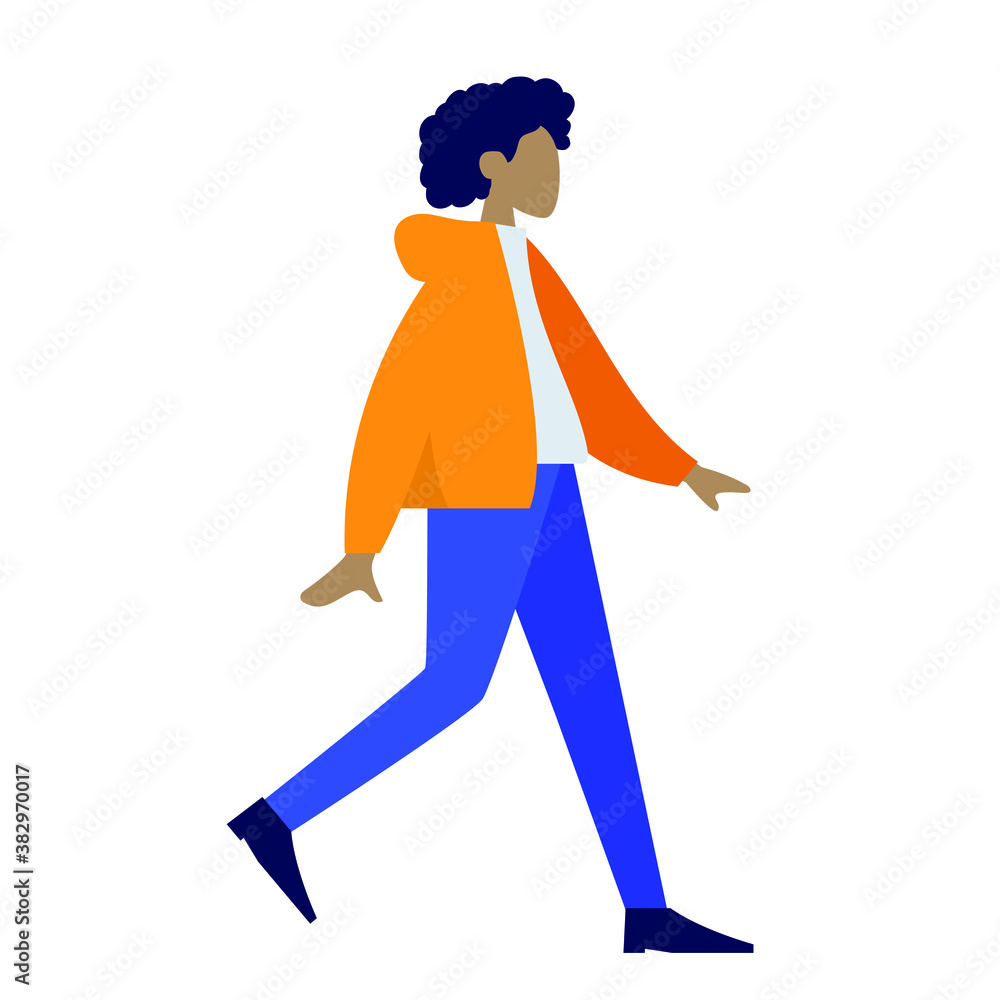 A young girl is walking, colorful human illustrations on white background, woman illustration A young girl is walking, colorful human illustrations on white background, woman illustration