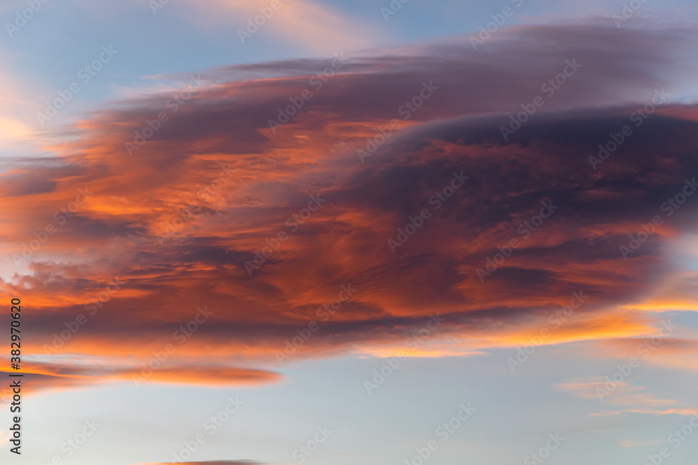 cloud formations during a sunrise in Marbella over Mediterranean skies landscape