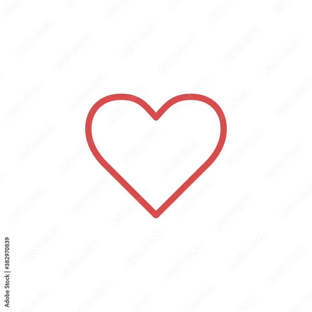 simple linear red heart. Stock vector illustration isolated on white background.