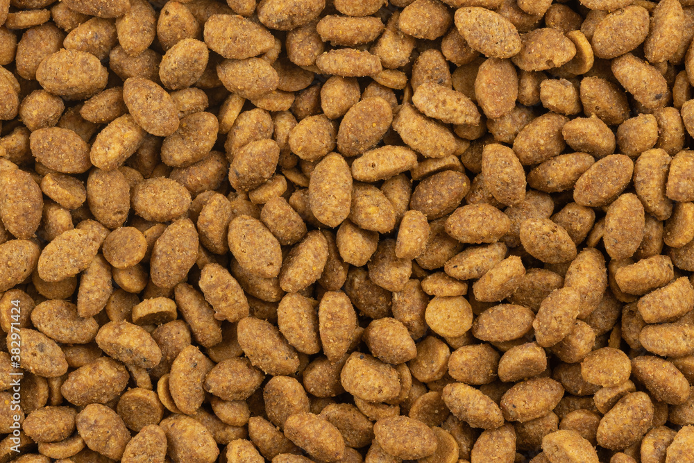 Food for animals background. Dry cat and dog food texture. Pet meal background close up Food for animals background. Dry cat and dog food texture. Pet meal background close up