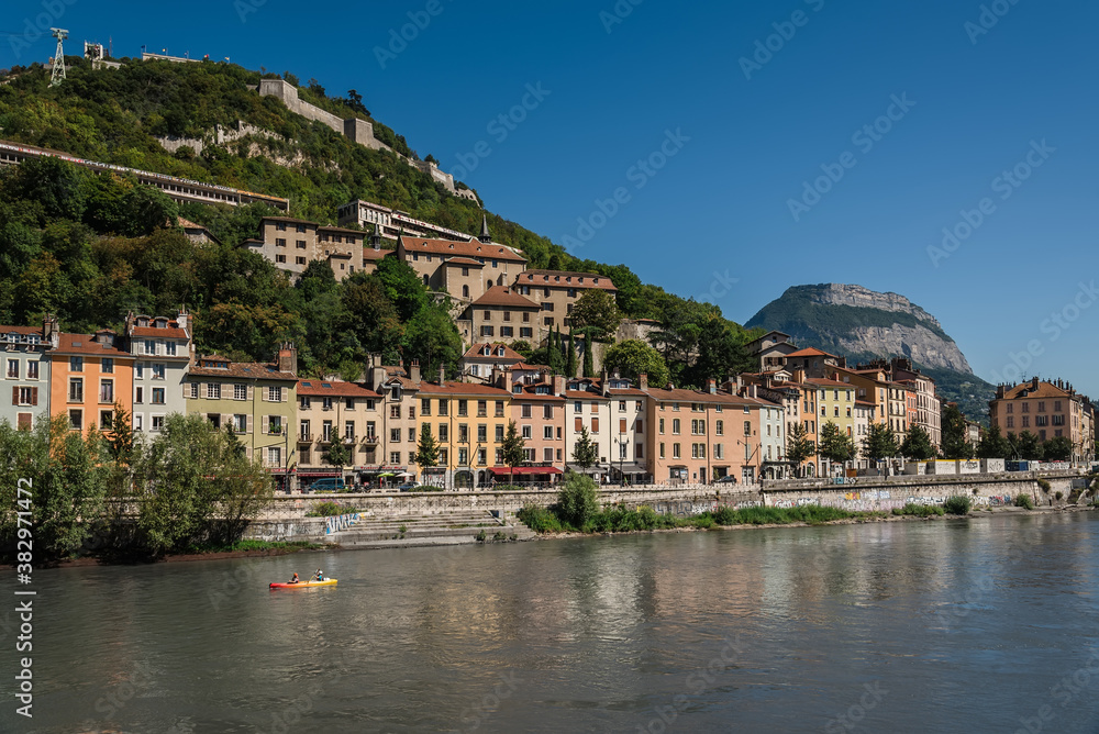 Grenoble City Panoramic View from Isere River