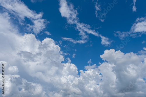 background of blue sky with clouds in the day